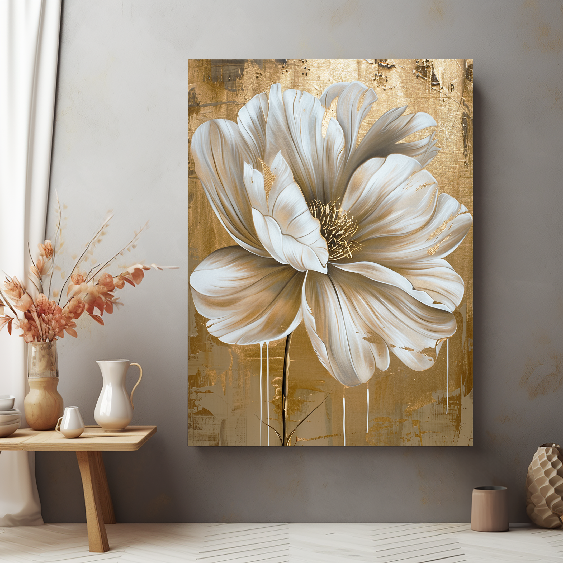 Stijlvolle wanddecoratie op plexiglas, dibond, en canvas uit de Flower collectie – luxe voor uw muur