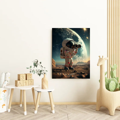 Kinderposter van astronaut op de maan