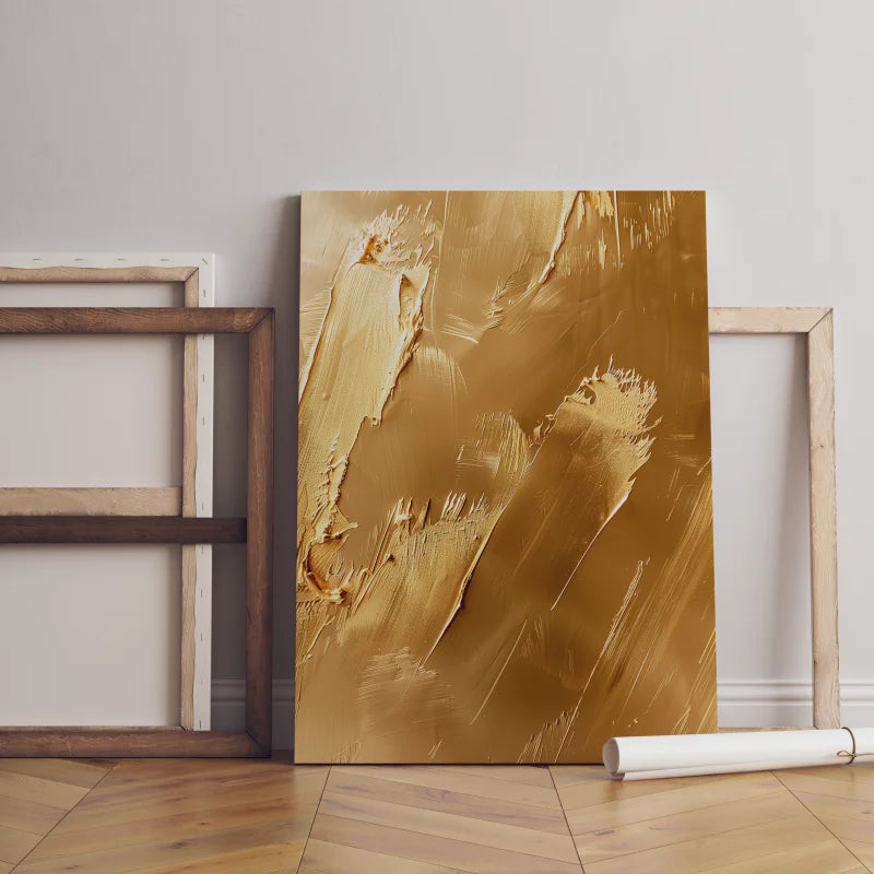 Wanddecoratie plexiglas met een elegant abstract ontwerp in gouden tinten