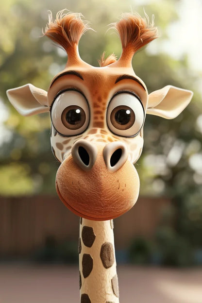 Kinderposter van een vrolijke giraffe