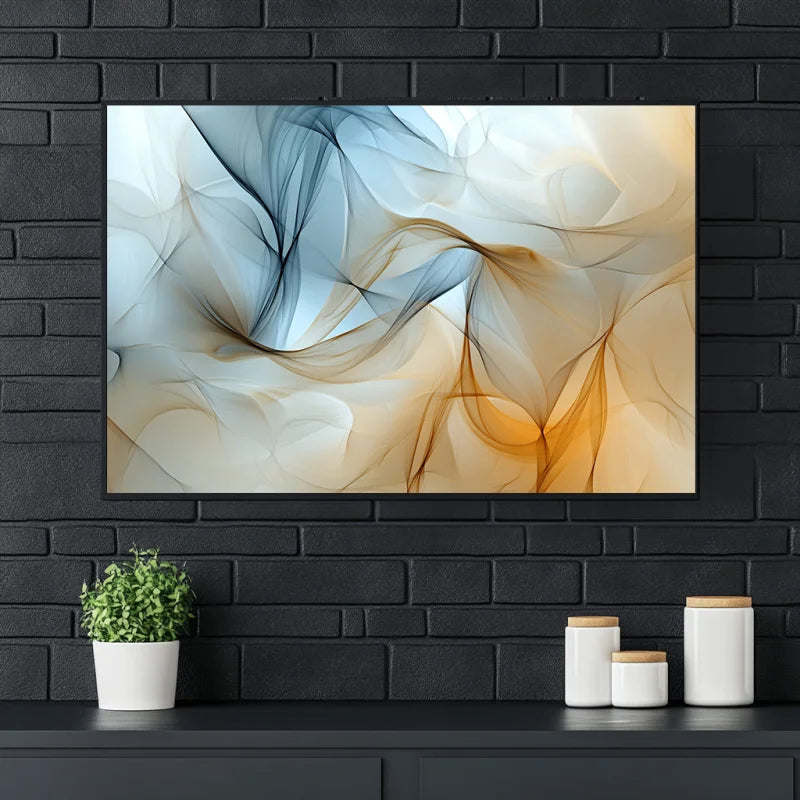 Wanddecoratie dibond met een abstract ontwerp van een zachte gouden bries